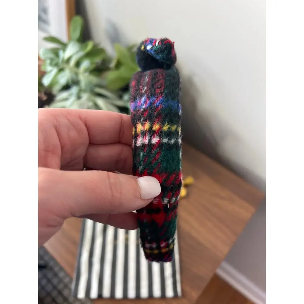 NWT Lele Sadoughi Kids Jet Plaid Flannel Knotted Headband Multi Color One Size